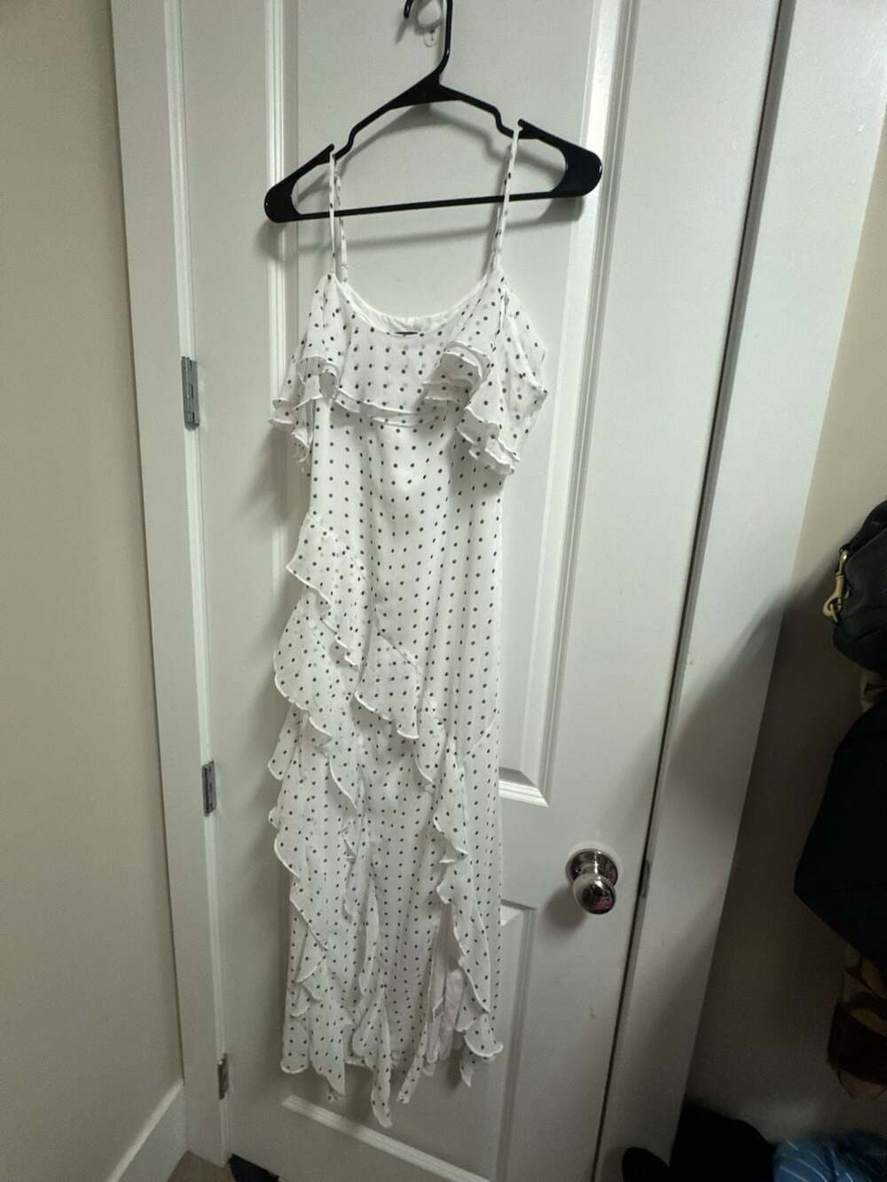 Wild Fable White Polka Dot Tiered Maxi Sundress, Size XS